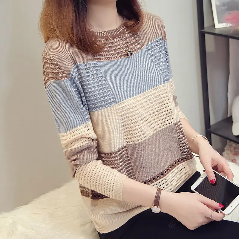 2023 Women's Korean Color-block Knitted Sweater - Image 5