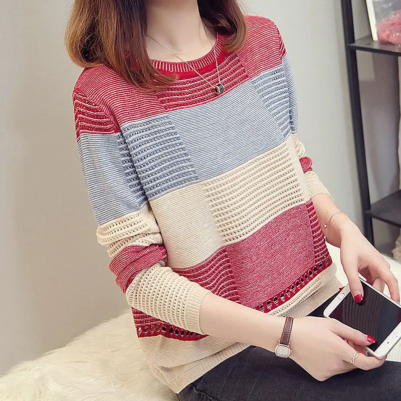 2023 Women's Korean Color-block Knitted Sweater - Image 2