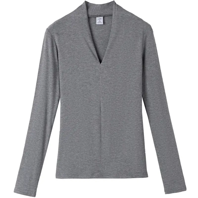 Women V-Neck Slim Fit Shirt Black Knitwear Autumn Winter - Image 6
