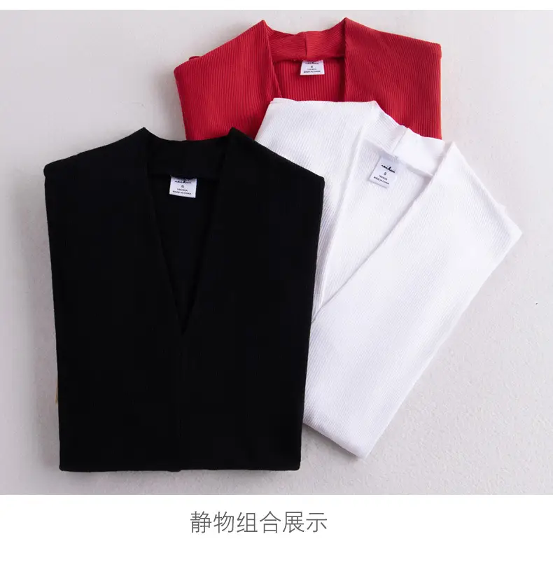 Women V-Neck Slim Fit Shirt Black Knitwear Autumn Winter — feature 50