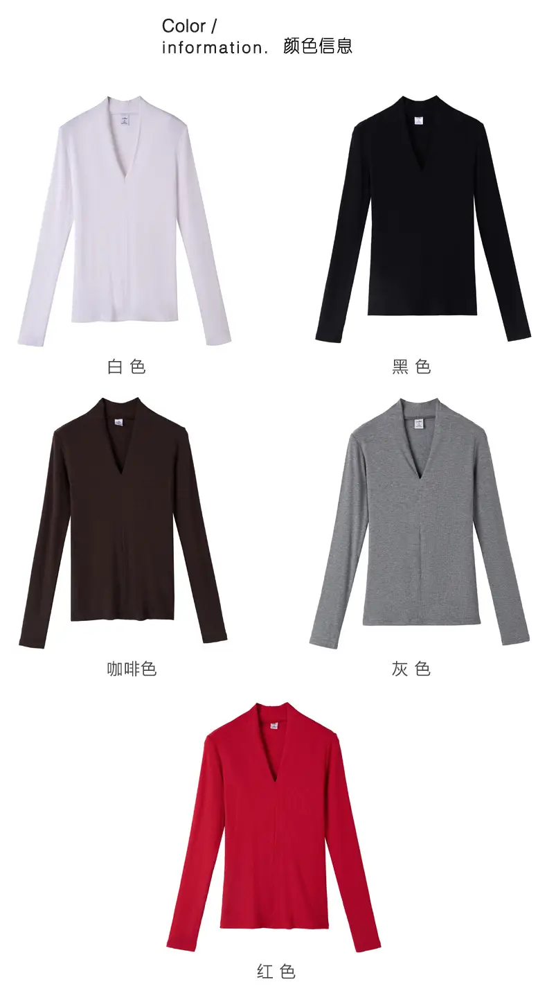 Women V-Neck Slim Fit Shirt Black Knitwear Autumn Winter — feature 51