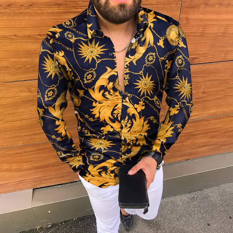 Men's Navy Embroidered Long Sleeve Shirt 2025 - Image 11