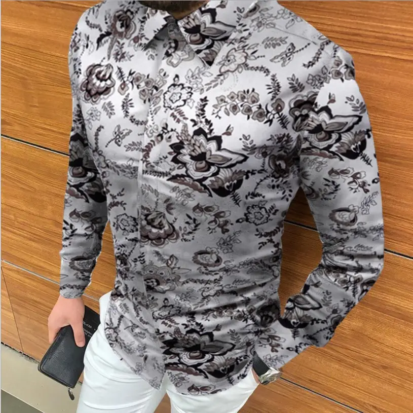 Men's Navy Embroidered Long Sleeve Shirt 2025 - Image 14