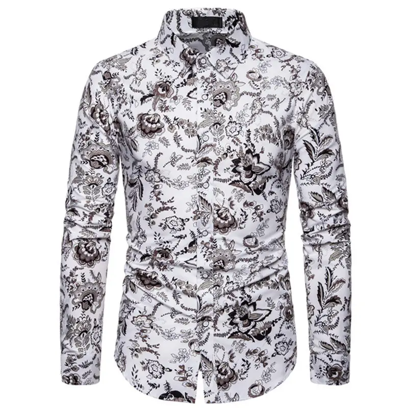 Men's Navy Embroidered Long Sleeve Shirt 2025 - Image 2