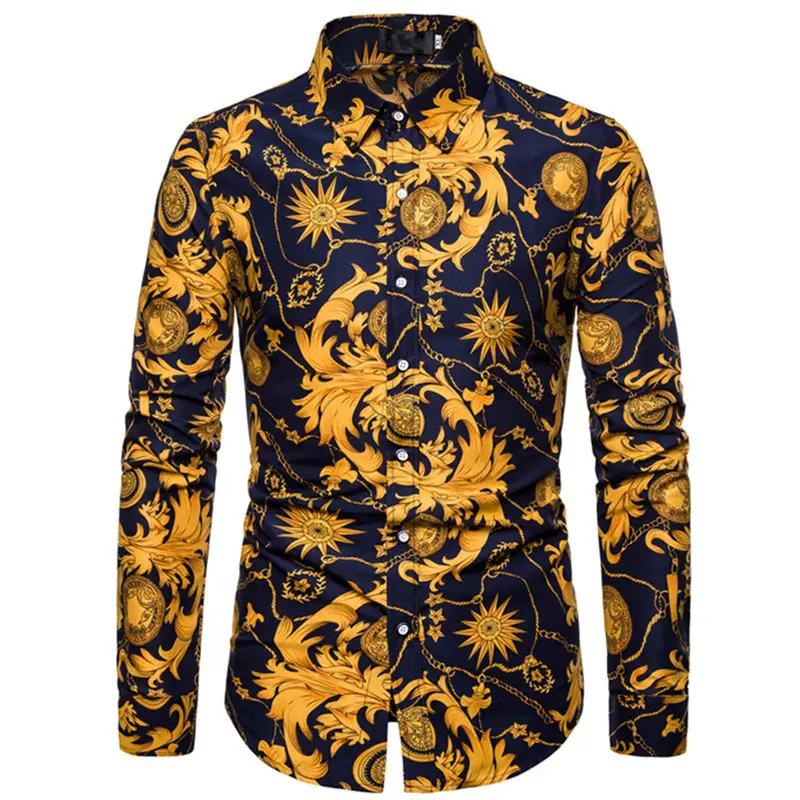 Men's Navy Embroidered Long Sleeve Shirt 2025 - Image 6