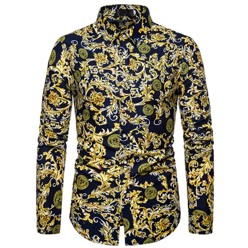 Men's Navy Embroidered Long Sleeve Shirt 2025 - Image 8