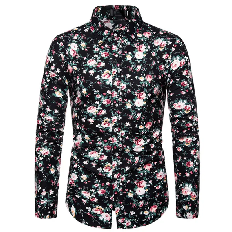 Men's Navy Embroidered Long Sleeve Shirt 2025 - Image 9