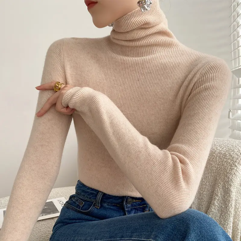 Women Slim Fit Pile Collar Turtleneck Sweater for Women