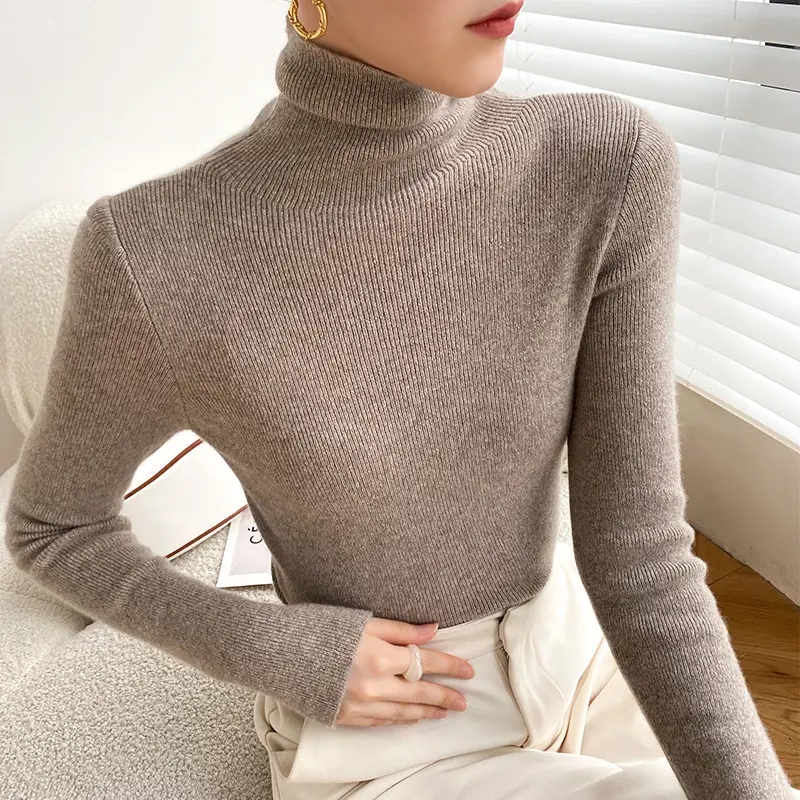 Women Slim Fit Pile Collar Turtleneck Sweater for Women