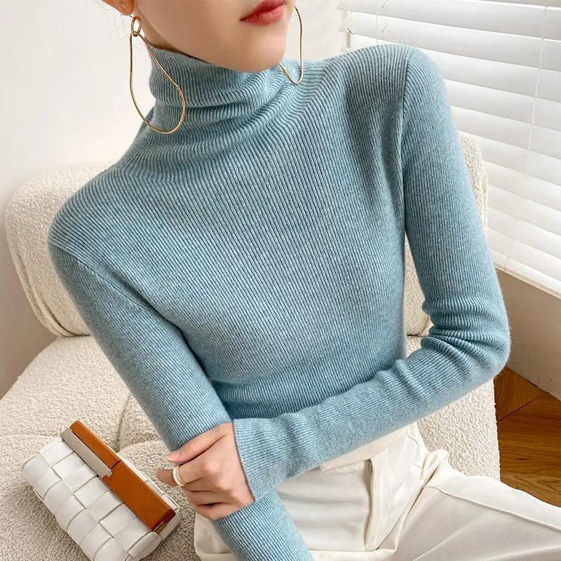 Women Slim Fit Pile Collar Turtleneck Sweater for Women