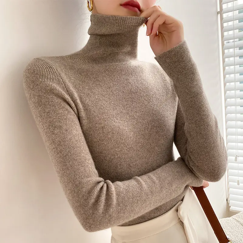Women Slim Fit Pile Collar Turtleneck Sweater for Women