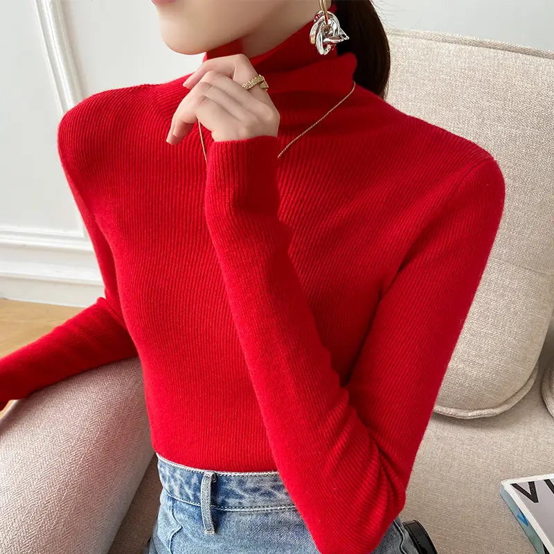 Women Slim Fit Pile Collar Turtleneck Sweater for Women