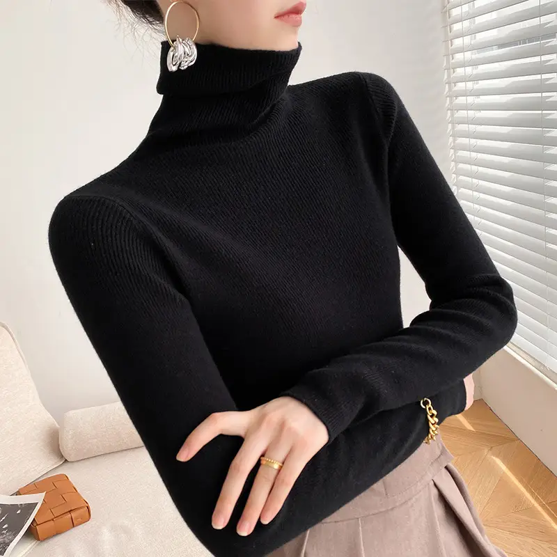 Women Slim Fit Pile Collar Turtleneck Sweater for Women