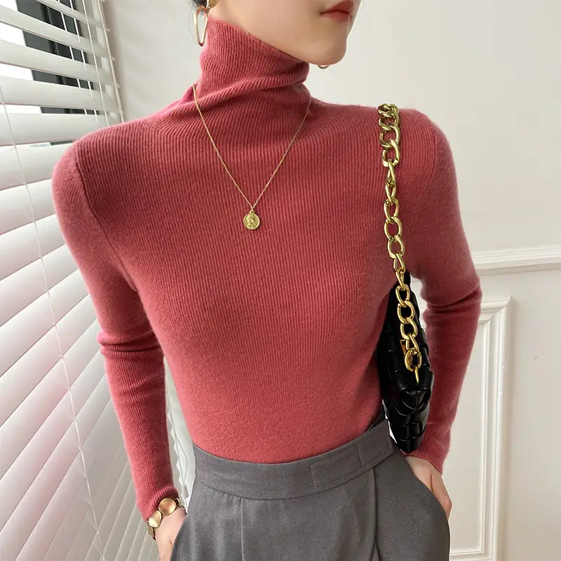 Women Slim Fit Pile Collar Turtleneck Sweater for Women