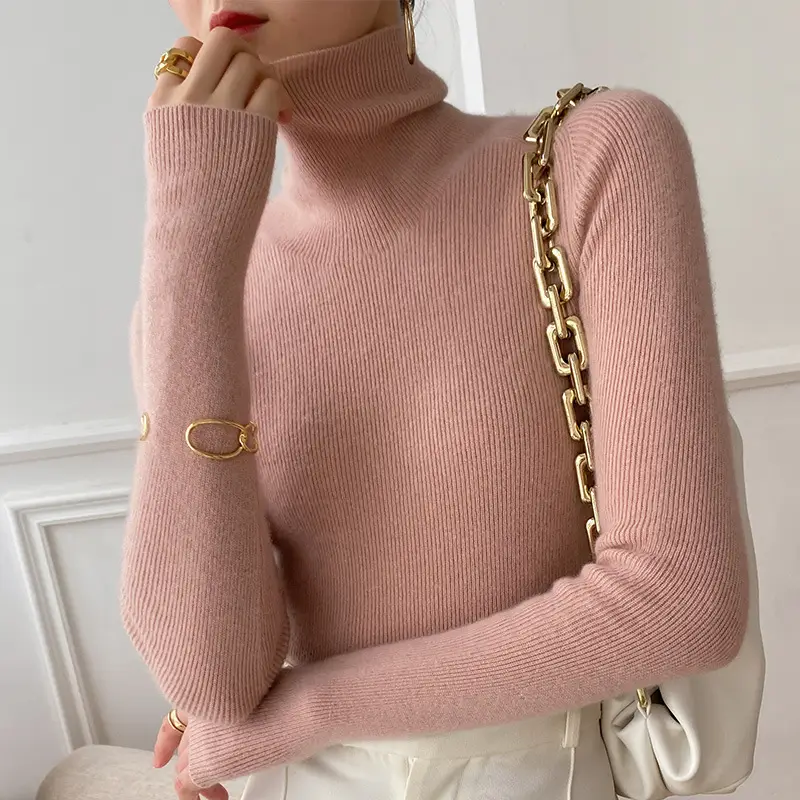 Women Slim Fit Pile Collar Turtleneck Sweater for Women