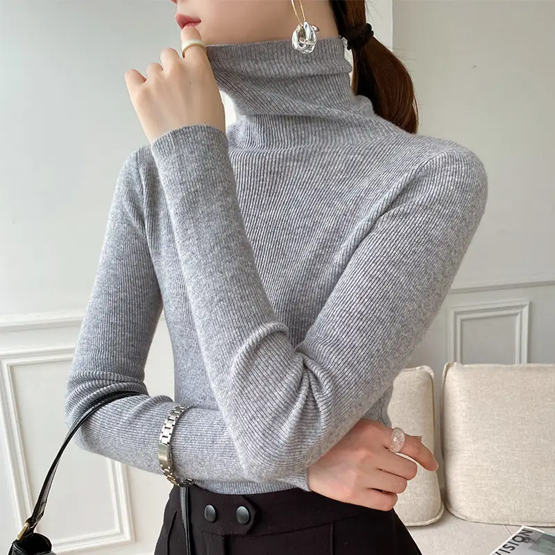 Women Slim Fit Pile Collar Turtleneck Sweater for Women