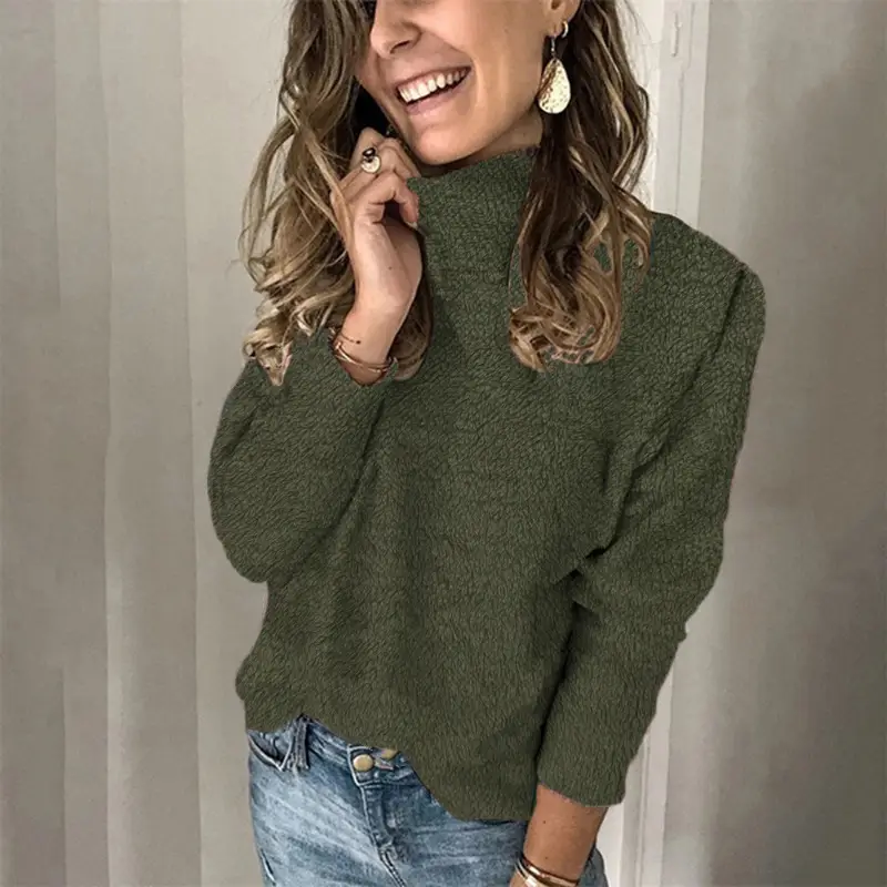 2021 Women's Maroon Knitted Turtleneck Sweater - Image 8