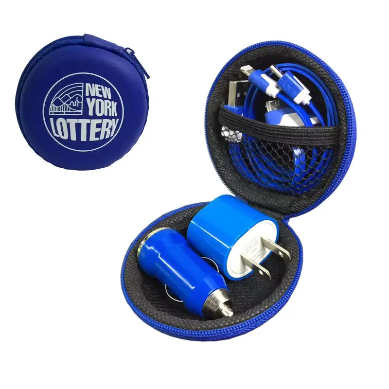 New York Matte Blue 3-in-1 Car Charger Plug Set - Image 3
