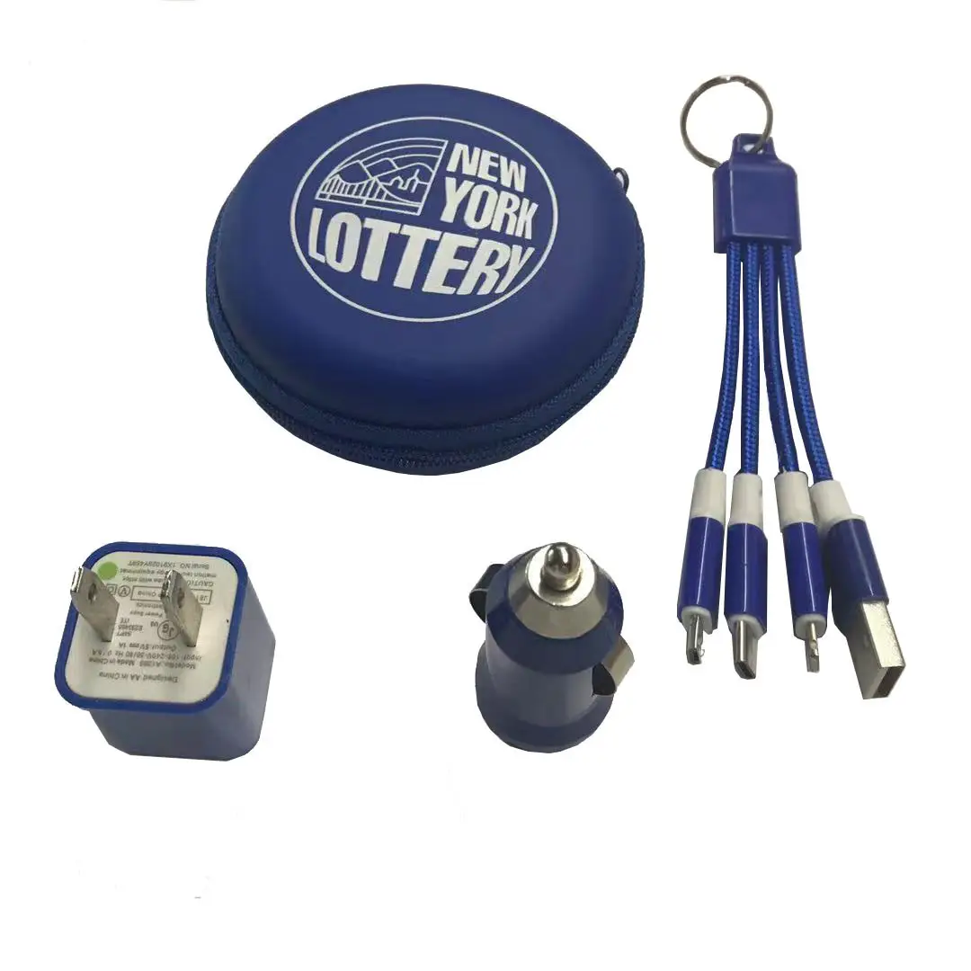New York Matte Blue 3-in-1 Car Charger Plug Set - Image 5