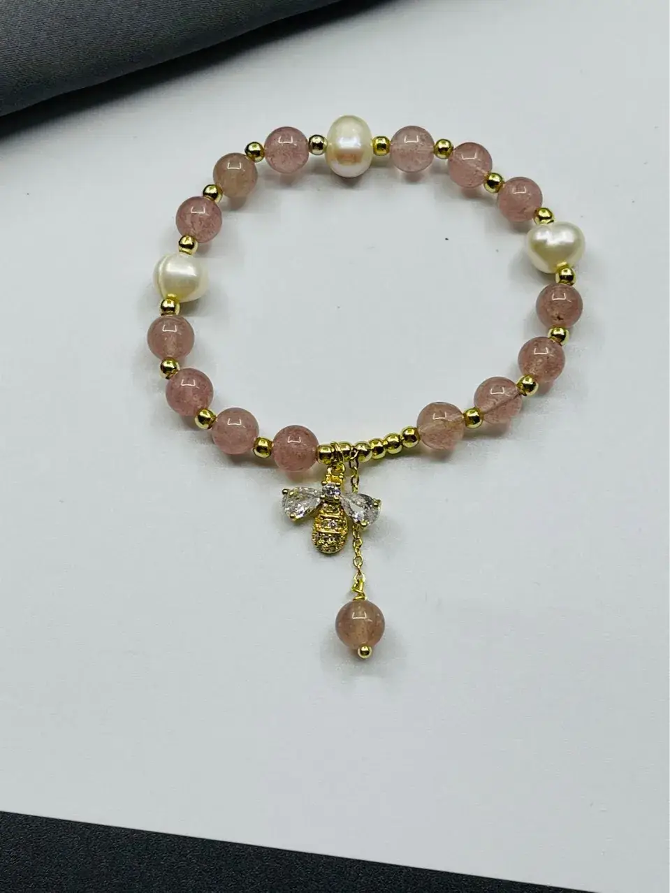 Peach Crystal Bee Bracelet for Girls Gift - Image 3