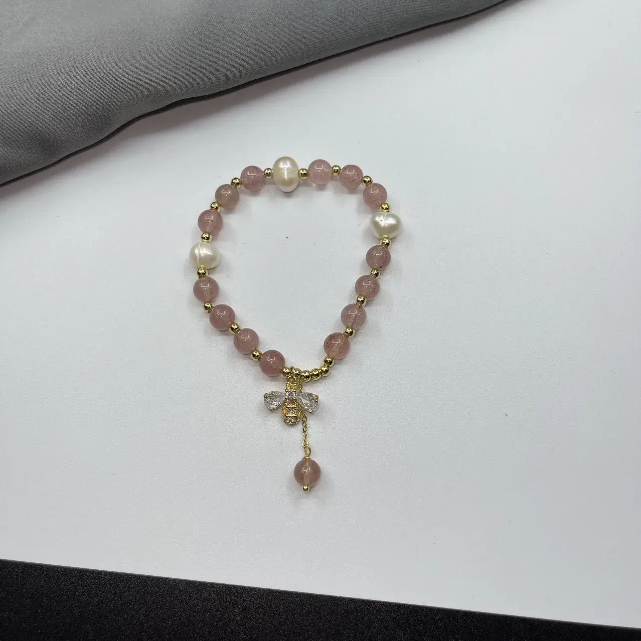 Peach Crystal Bee Bracelet for Girls Gift - Image 4