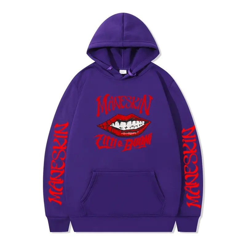 Men's Cream Hooded Sweatshirt Maneskin Rock Band 2D Print