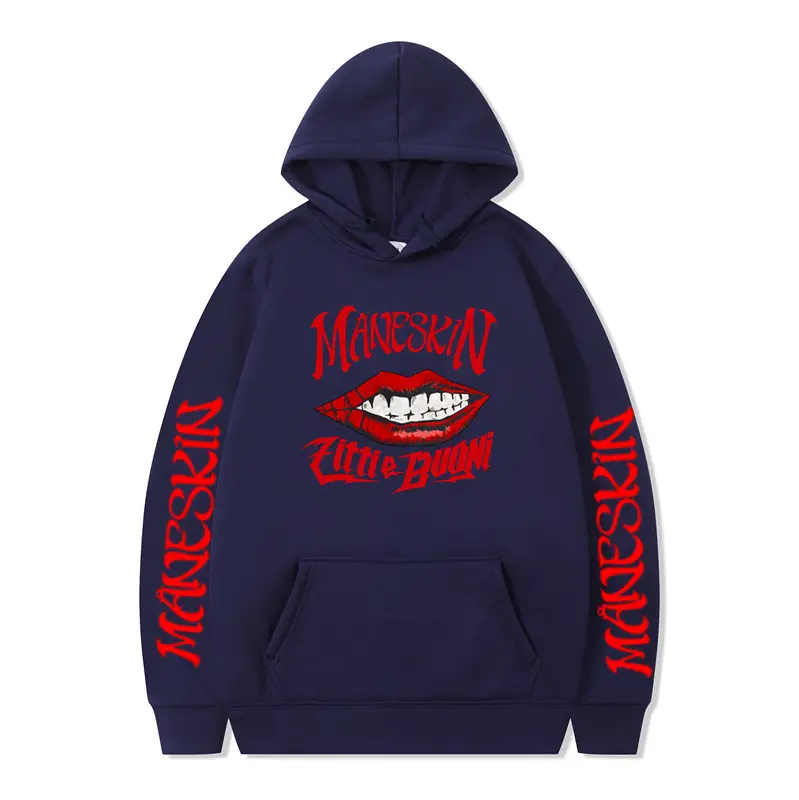 Men's Cream Hooded Sweatshirt Maneskin Rock Band 2D Print