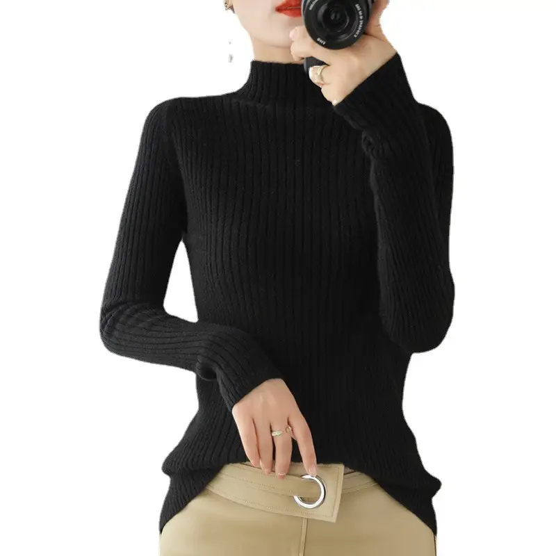 Women's Slim Knit Half Turtleneck Long Sleeve - Image 18
