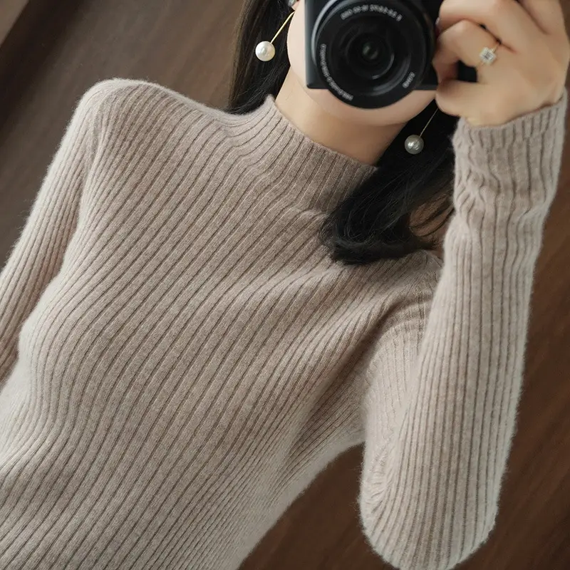 Women's Slim Knit Half Turtleneck Long Sleeve - Image 12