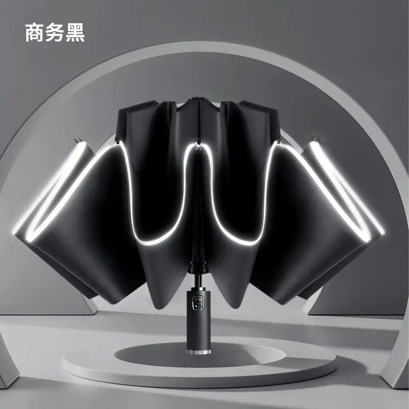 Color matching handle reverse umbrella opaque black rubber business black