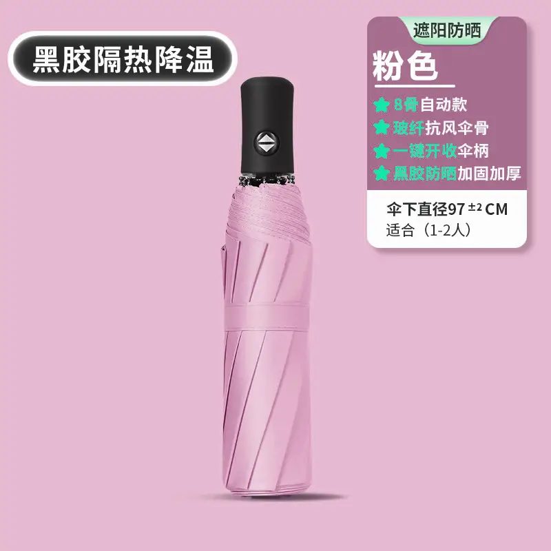 8 Bone Forward Automatic Umbrella Black Glue Pink