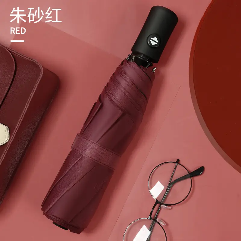 8 Bone Forward Automatic Umbrella Black Glue Wine Red