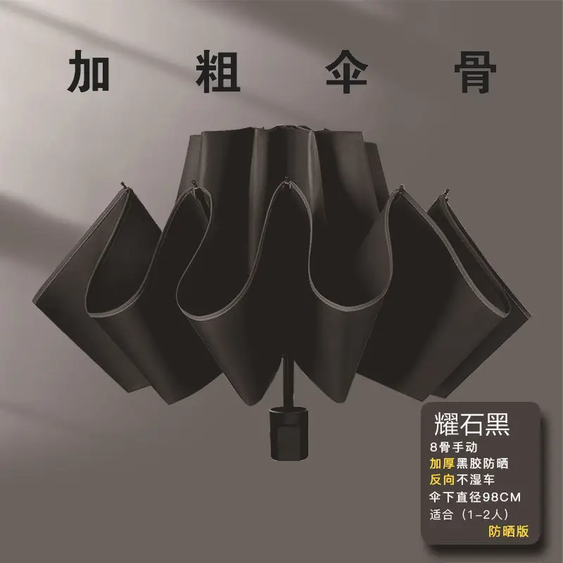 8 Bone Manual Reverse Umbrella Black