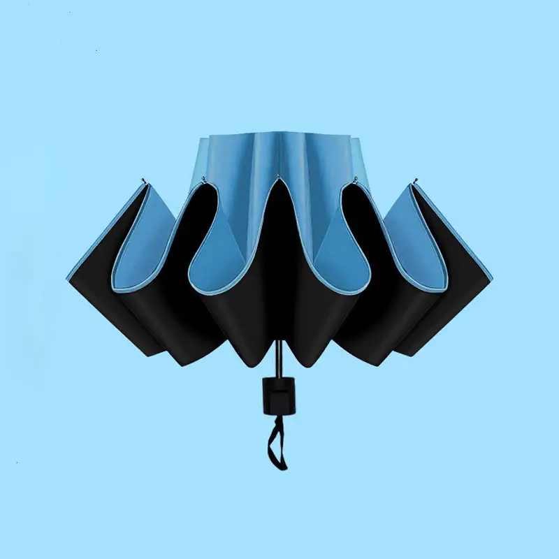 8 Bone Manual Reverse Umbrella Black Glue Sky Blue