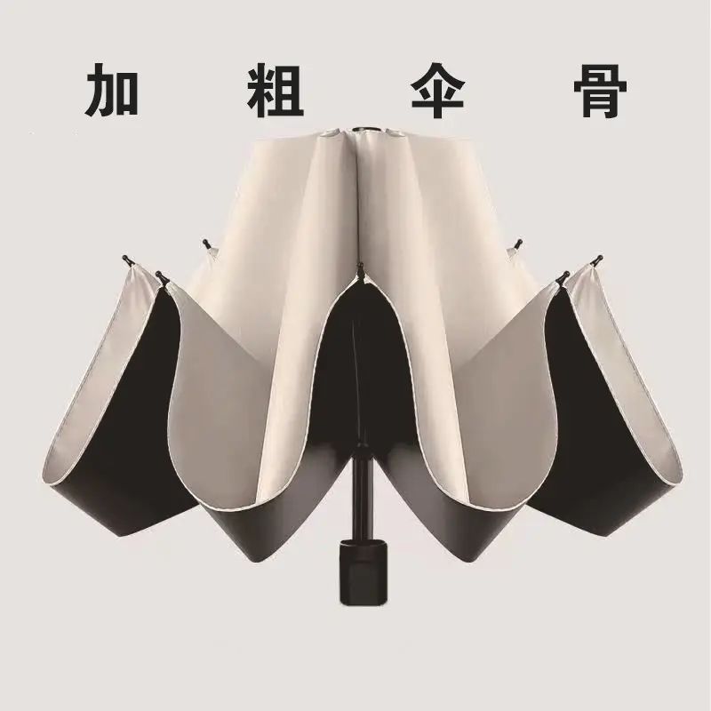 8 bone manual reverse umbrella vinyl apricot