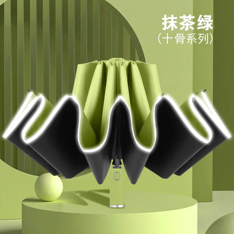 Color matching handle reverse umbrella opaque black rubber matcha