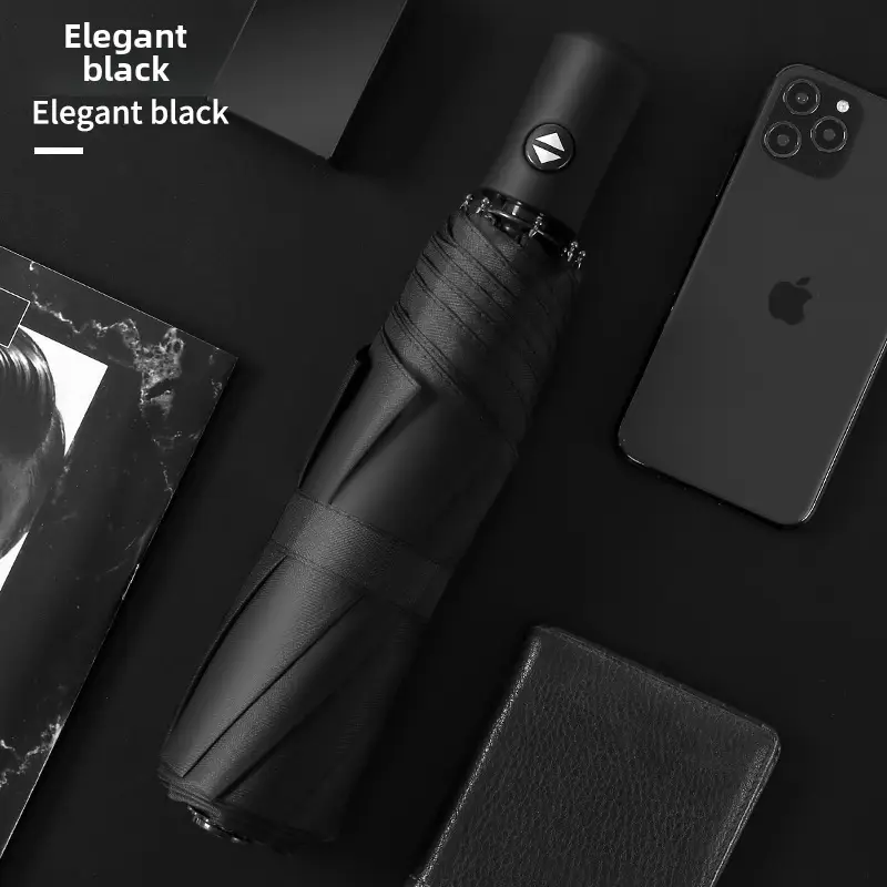 Black Rubber Automatic Flashlight Umbrella