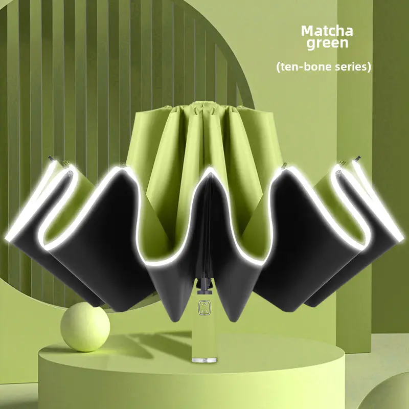 Black Rubber Automatic Flashlight Umbrella