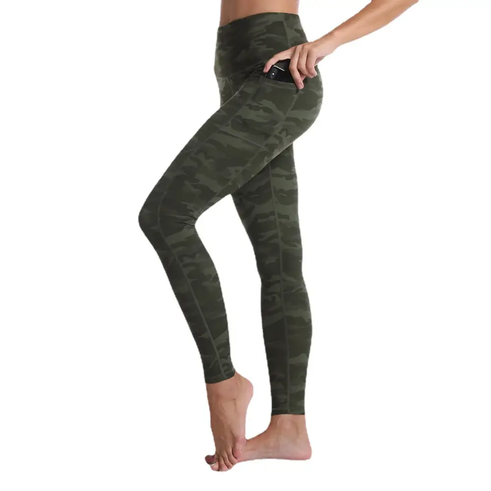Camouflage Yoga Pants High Waist Sports Leggings Black - Image 4