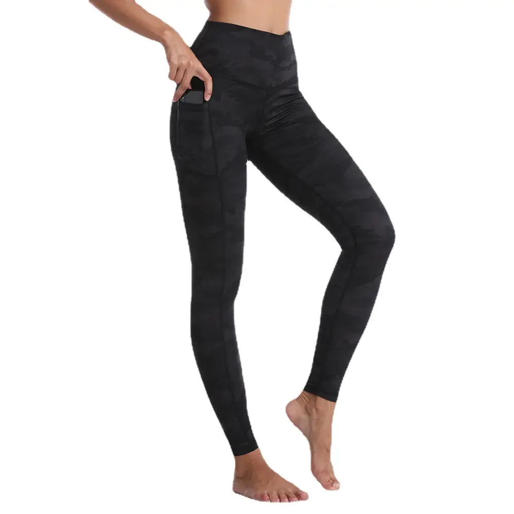 Camouflage Yoga Pants High Waist Sports Leggings Black - Image 6