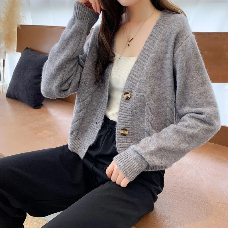 Women's White Slim Knit Cardigan 2025 Spring Fall - Image 6