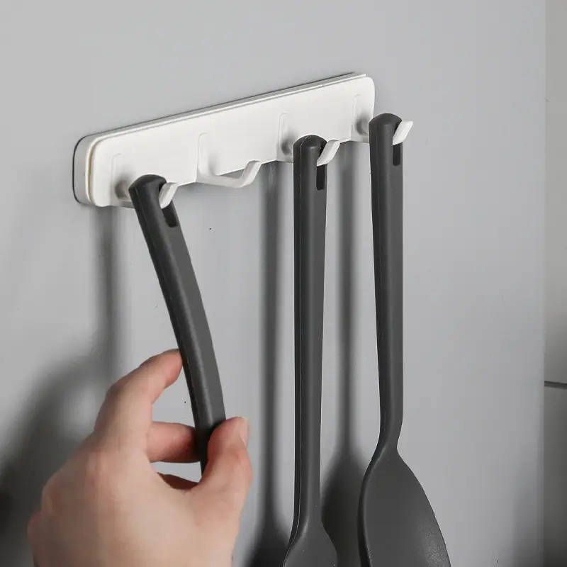 White Four-Row Kitchen Bathroom Hook