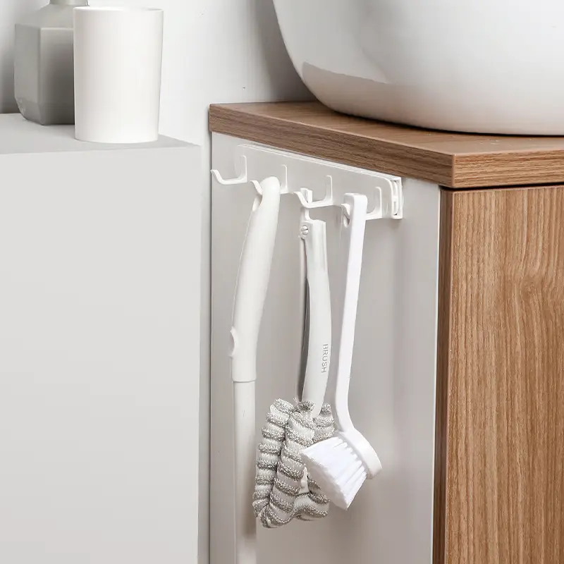 White Four-Row Kitchen Bathroom Hook