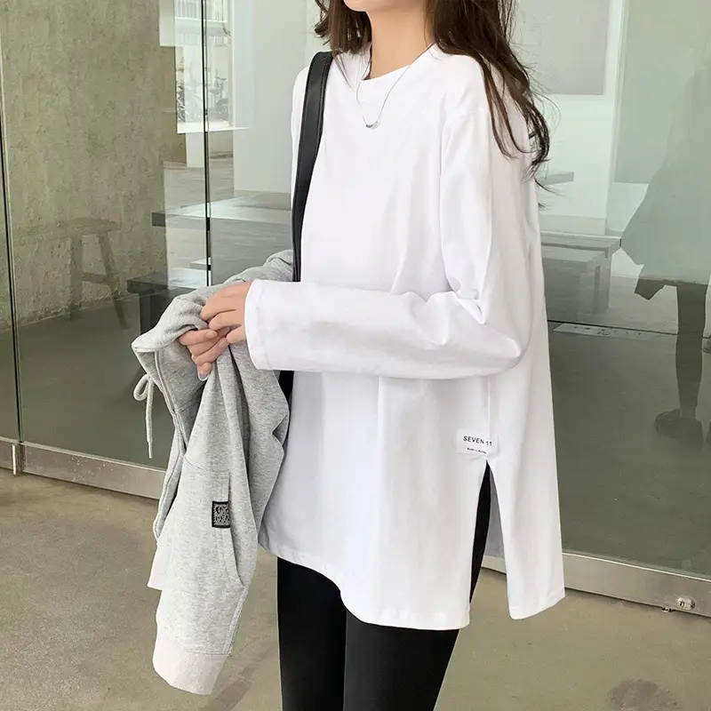 White Long Sleeve T-Shirt for Women Autumn Winter 2025 - Image 4