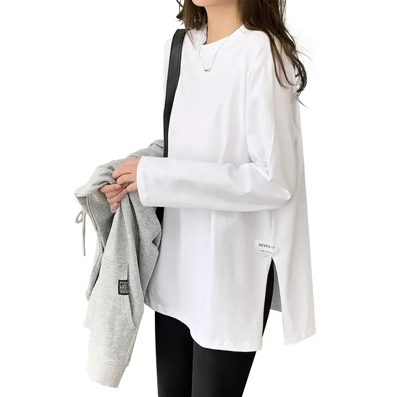 White Long Sleeve T-Shirt for Women Autumn Winter 2025 - Image 6