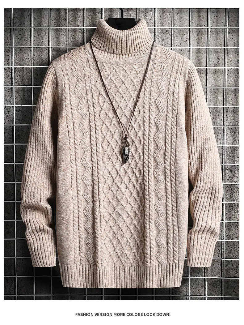 Men's Black Turtleneck Sweater Korean Style Slim Fit — feature 12