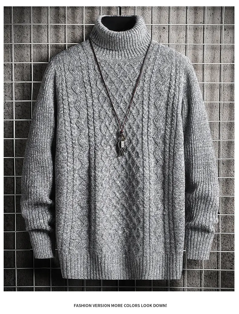 Men's Black Turtleneck Sweater Korean Style Slim Fit — feature 13