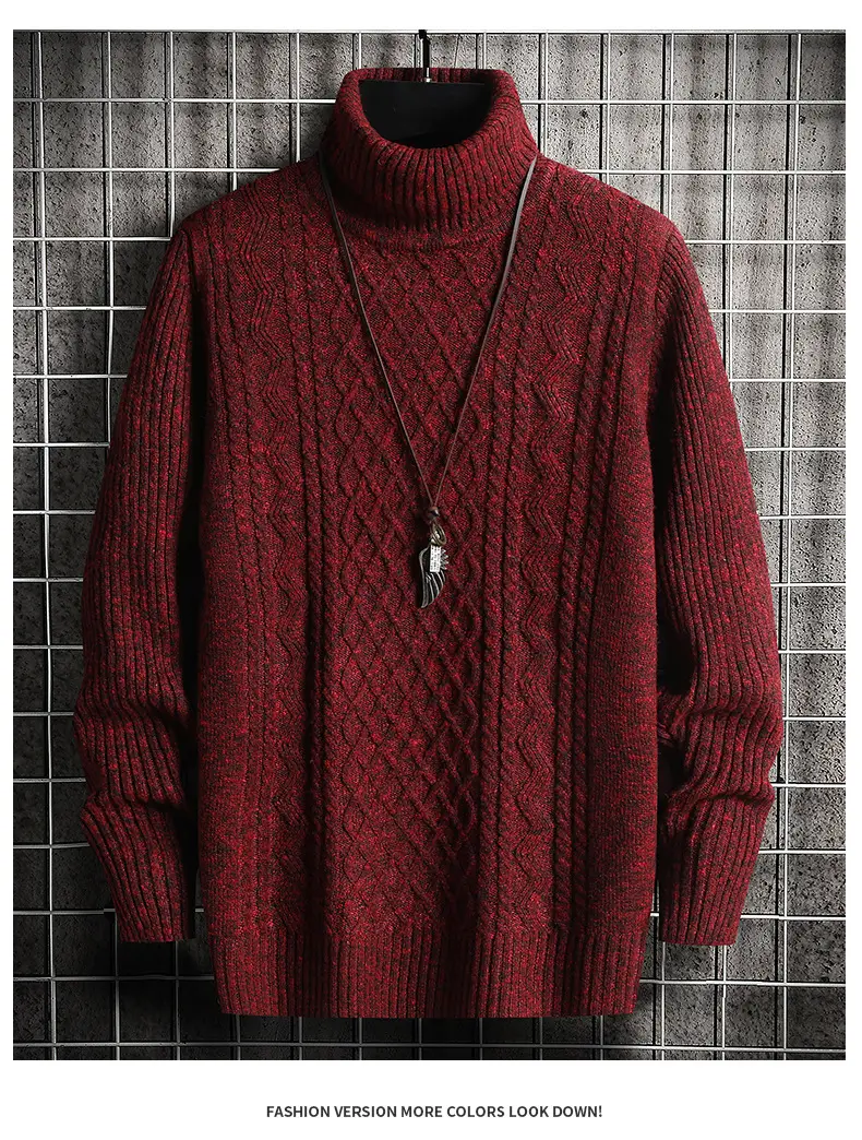 Men's Black Turtleneck Sweater Korean Style Slim Fit — feature 14