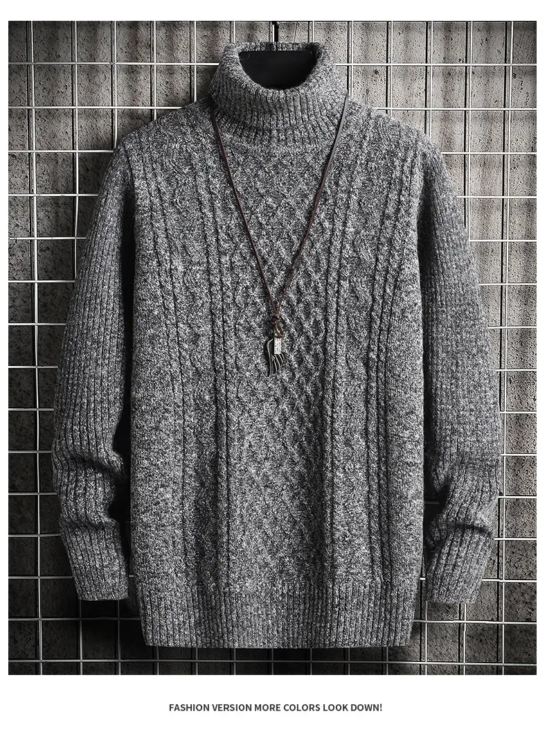 Men's Black Turtleneck Sweater Korean Style Slim Fit — feature 15