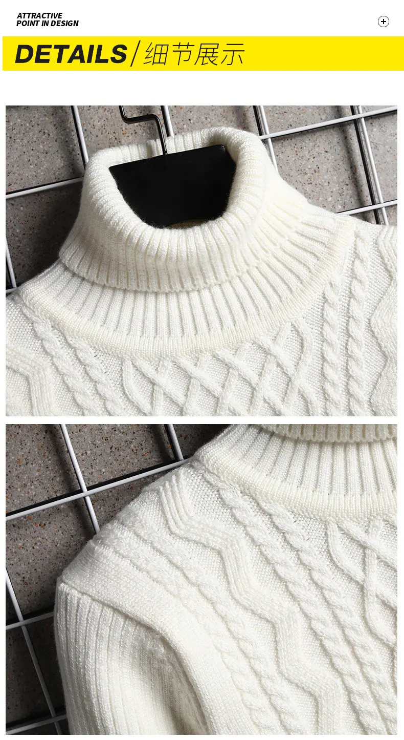Men's Black Turtleneck Sweater Korean Style Slim Fit — feature 18